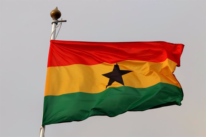 November 2, 2023, Saint Petersburg, Russia: The national flag of the Republic of Ghana as a participating country at the 12th St. Petersburg International Gas Forum