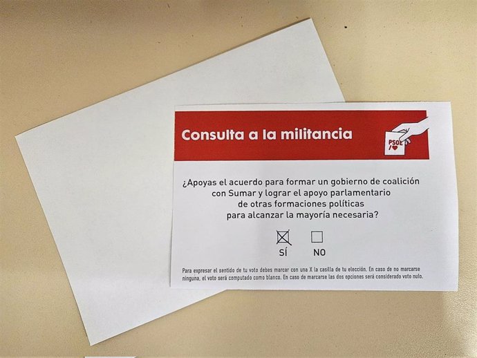 Papeleta consulta militancia acuerdo investidura PSOE