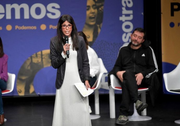 La secretaria general de Podemos Andalucía y diputada de Sumar en el Congreso, Martina Velarde, interviene en un acto de Podemos en una imagen de archivo