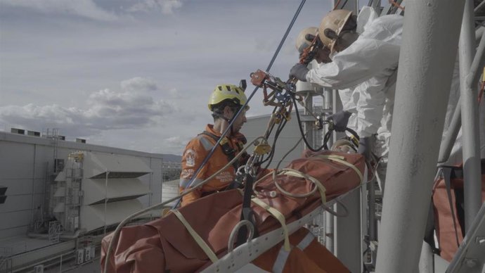 Simulacro de emergencia de Endesa en Sant Adri de Besós (Barcelona)