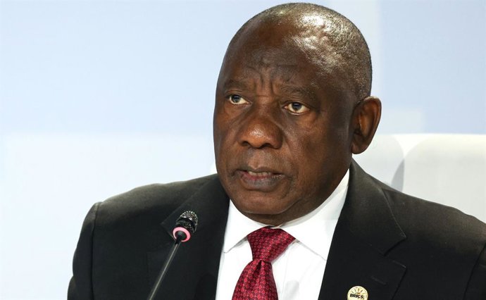 Archivo - FILED - 24 August 2023, South Africa, Johannesburg: South African President Cyril Ramaphosa attends the 15th BRICS Business Summit. Photo: -/Kremlin/dpa - Nutzung nur nach vertraglicher Vereinbarung