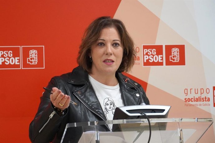 La viceportavoz parlamentaria del PSdeG, Begoña Rodríguez Rumbo, en rueda de prensa.