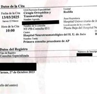 PSOE tacha de "vergüenza inaceptable" que el Hospital de Jaén esté dando "citas para 2025"