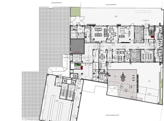 Plano de la planta de la futura escuela de educación especial en la calle José María Lacort.