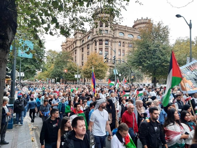 Manifestación pro Palestina en Bilbao a 28 de octubre de 2023