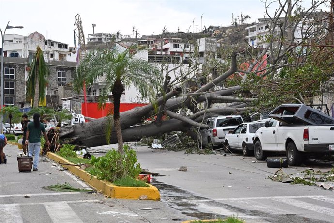 GUERRERO, Oct. 29, 2023  -- Esta foto, tomada en Oct. 25, 2023, muestra un área damnificada por el Huracán Otis en Acapulco, en el estado de Gurrero (México).