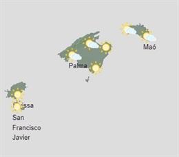 Mapa meteorológico de Baleares.