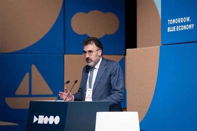 El presidente del Puerto de Barcelona, Lluís Salvadó, en la sesión de apertura del Tomorrow.Blue Economy