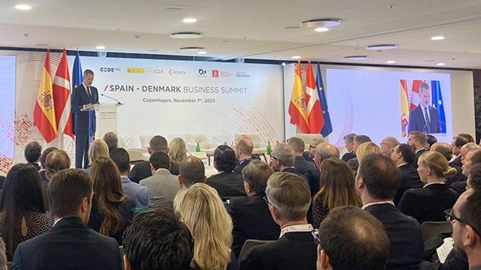 El Rey Felipe VI inaugura el Encuentro Empresarial en Copenhague, Dinamarca.