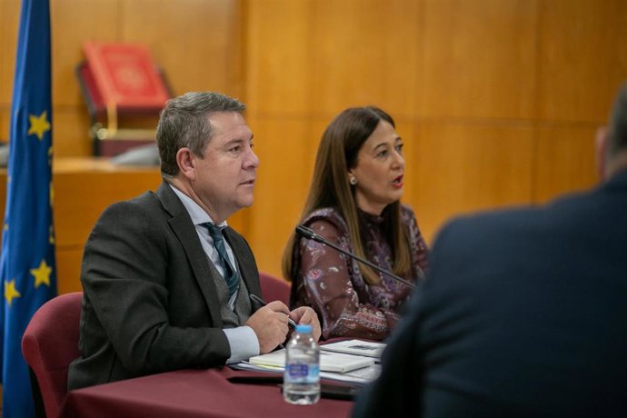El presidente de C-LM, Emiliano García-Page, en el Consejo de Gobierno Itinerante celebrado en Almansa