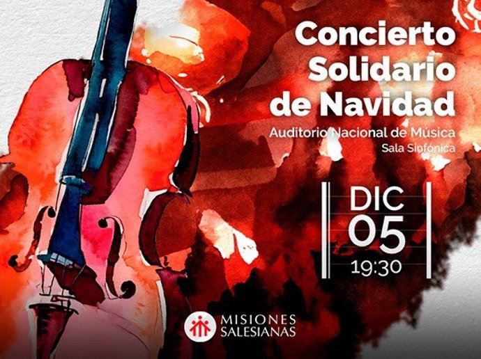 Cartel del concierto solidario de Navidad de Misiones Salesianas.