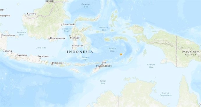 Terremoto de magnitud 7,2 en la escala abierta de Richter en el mar de Banda, en las costas de Indonesia y Timor Oriental
