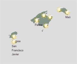 Mapa meteorológico de Baleares.