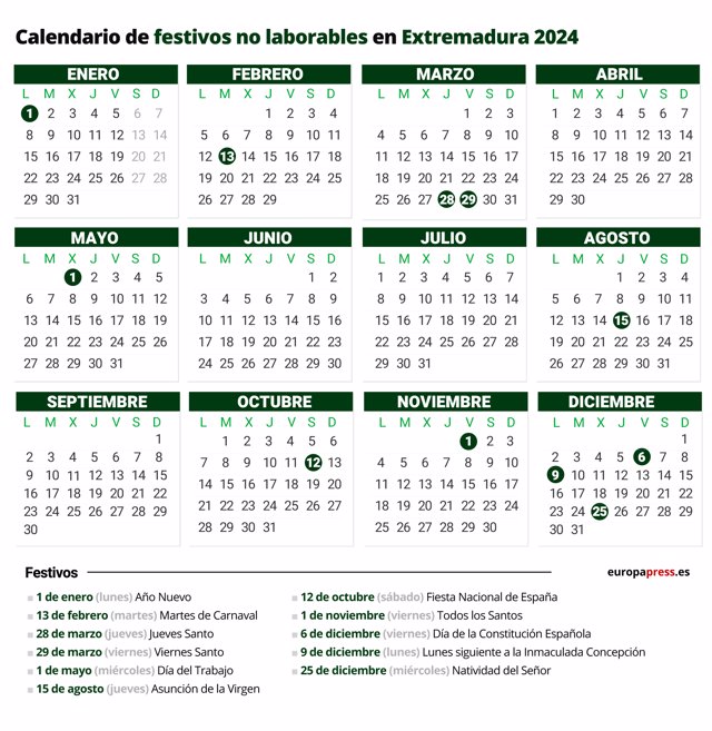 Calendario 2024 en 2023  Martes, Viernes, Jueves