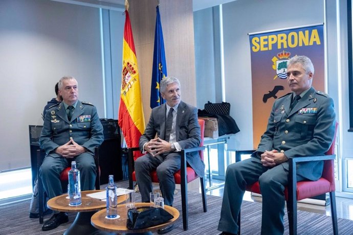 El ministro del interior en funciones, Fernando Grande-Marlaska, en la clausura del 'Seminario sobre prioridades en la Estrategia contra el Crimen Organizado 2021-2025 y los delitos contra el medioambiente', en Madrid.