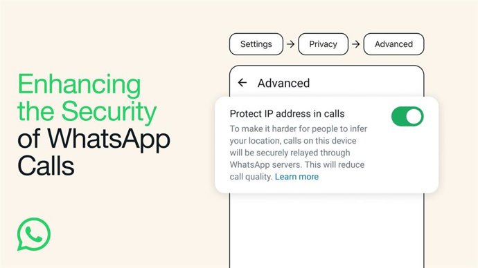 La nueva función de WhatsApp para ocultar la dirección IP en las llamadas.