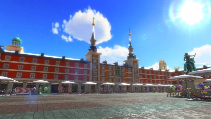 Imagen del circuito Paseo por Madrid que llega a Mario Kart 8 Deluxe