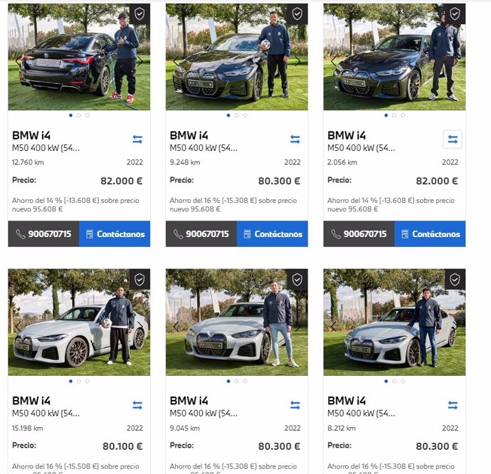 Los coches de la plantilla del Real Madrid, a la venta en BMW.