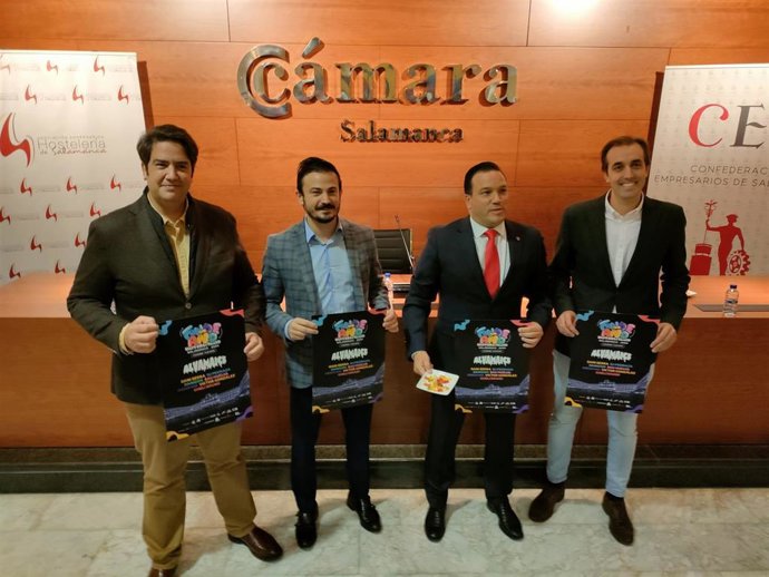 Diego García, Antonio Rollán, Jorge Moro y Alberto Díaz en la presentación del Fin de Año Universitario de Salamanca