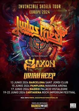Cartel del concierto de la gira española de Judas Priest en España en 2024