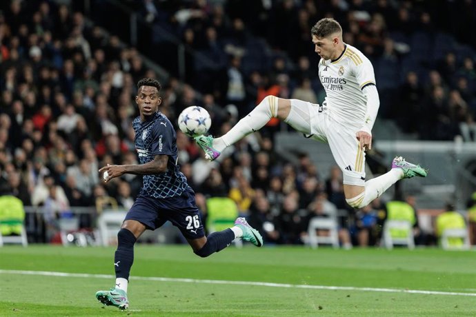 Federico Valverde durante el Real Madrid-Sporting Braga de la Liga de Campeones 23-24