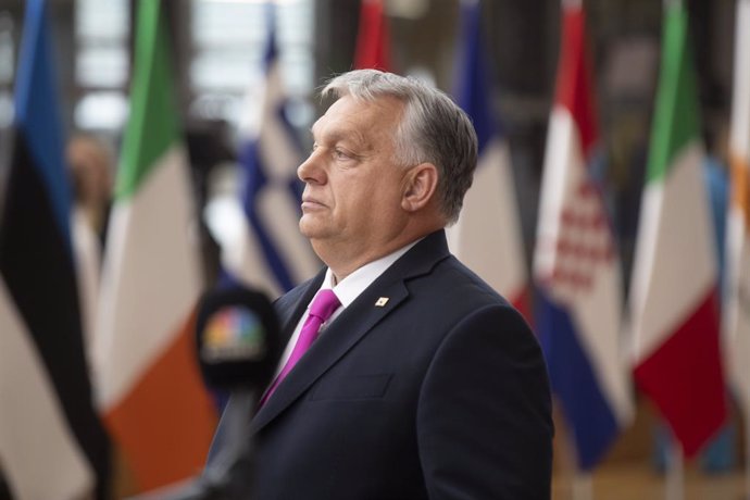 Prime Minister of Hungary Viktor Orban pictured during pictured at the arrivals ahead of a European council summit, in Brussels, Thursday 26 October 2023.
