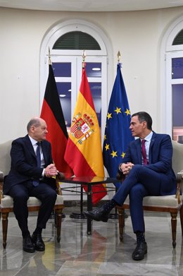 Reunión bilateral del presidente del Gobierno en funciones, Pedro Sánchez,  y el canciller alemán, Olaf Scholz