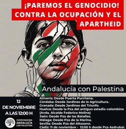 Cartel de movilizaciones convocadas por la Coordinadora Andalucía con Palestina.
