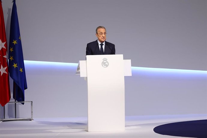 Archivo - Florentino Pérez, presidente del Real Madrid, durante una Asamblea