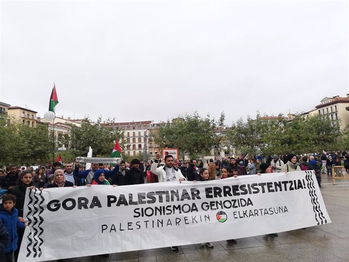 Manifestación en Pamplona en apoyo al pueblo palestino.