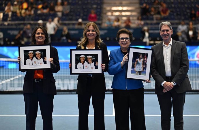 2023 BJKC Finals Seville  Semifinal BJKC 60Th Anniversary Celebrations  Arantxa Sanchez (ESP) , Conchita Martinez (ESP) , Billie Jean King (USA) And ITF President David Haggerty (USA)