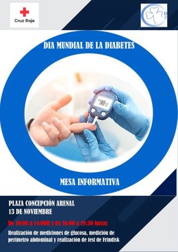 Cruz Roja realiza pruebas de detección precoz de la diabetes en una carpa en la plaza Concepción Arenal de Huesca.