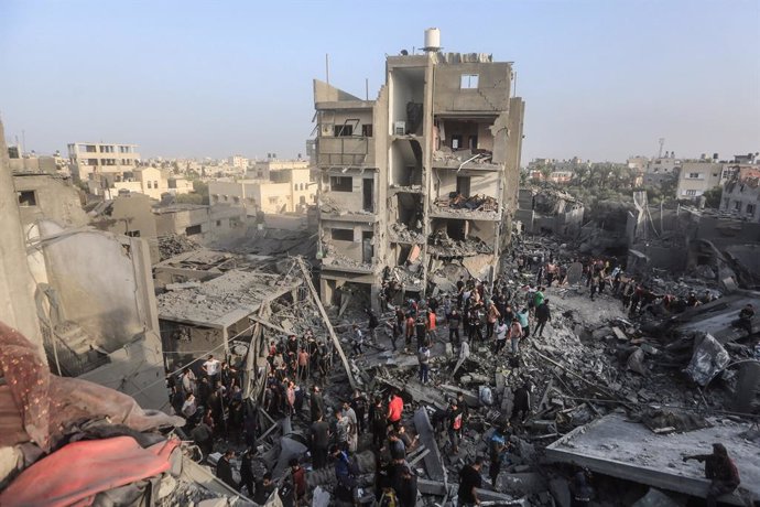 Imatge de recurs dels enderrocs després d'un bombardeig contra el camp de refugiats de Maghazi a Gaza