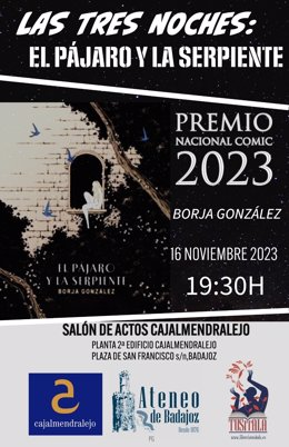 Cartel promocional del encuentro del historietista e ilustrador pacense Borja González en Badajoz