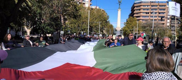 Imagen de la manifestación en apoyo a Palenstina en la ciudad de Jaén.