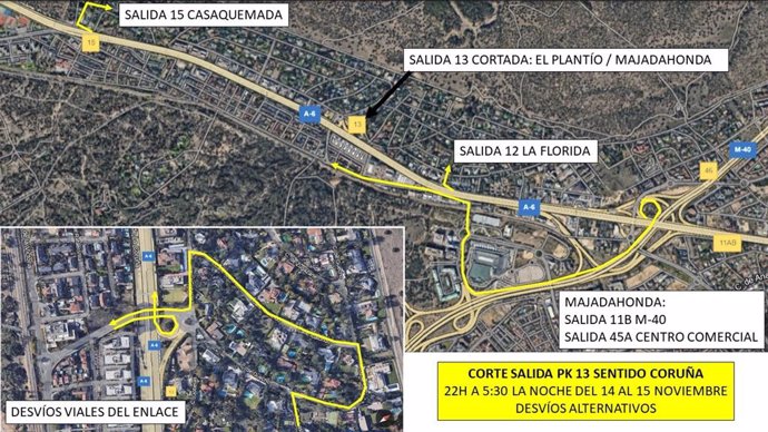 Afectaciones al tráfico en la autovía A-6 por obras de rehabilitación del firme que ejecuta Mitma en Madrid y Collado Villalba
