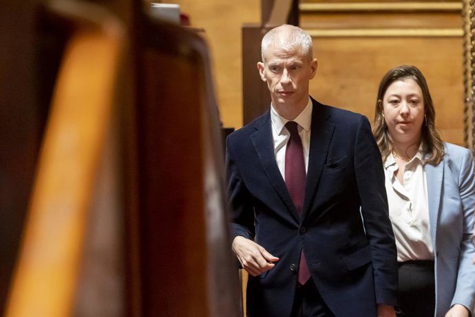 Archivo - March 10, 2023, Paris, France, France: Paris, France March 10, 2023 - Debate at the French Senate concerning pension reform  - Franck Riester..POLITIQUE, REFORME DES RETRAITES, SENAT, SENATEURS, DEBATS, VOTE, HEMICYCLE, PARLEMENTAIRE, DISCUSSI