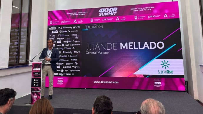 El director general de la RTVA, Juande Mellado, ha intervenido en la sesión inaugural del evento, que reúne a directivos y expertos para abordar la innovación tecnológica audiovisual, celebrada en el Polo de Contenidos Digitales de Málaga.