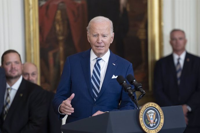 November 13, 2023, Washington, District of Columbia, USA: United States President Joe Biden welcomes the Vegas Golden Knights to the White House in Washington, DC, to celebrate their 2023 Stanley Cup victory on Monday, November 13, 2023