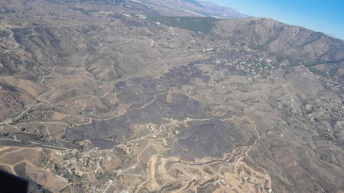 Zona afectada por el incendio forestal de Mijas, que ya está extinguido.