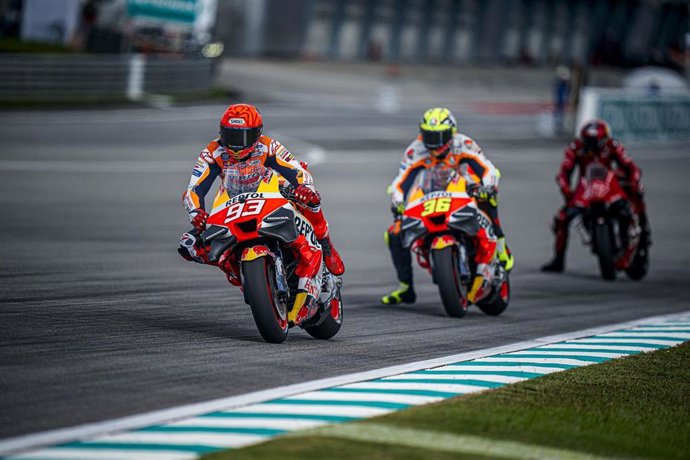 Los pilotos del Repsol Honda Team Marc Márquez y Joan Mir en el GP Malasia 2023