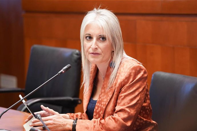 La candidata a ocupar la Dirección General de la Corporación Aragonesa de Radio y Televisión (CARTV), Raquel Fuertes, en su comparecencia ante la Comisión Institucional y de Desarrollo Estatutario de las Cortes de Aragón.