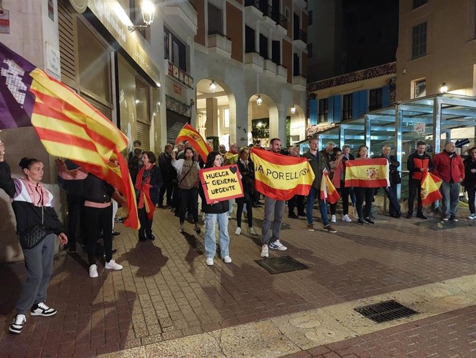 Octava jornada de concentraciones en contra de la amnistía, ante la sede del PSOE en Palma