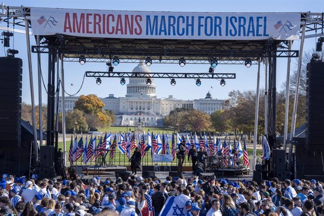 Una marcha en apoyo a Israel celebrada en la capital de Estados Unidos, Washington D.C.