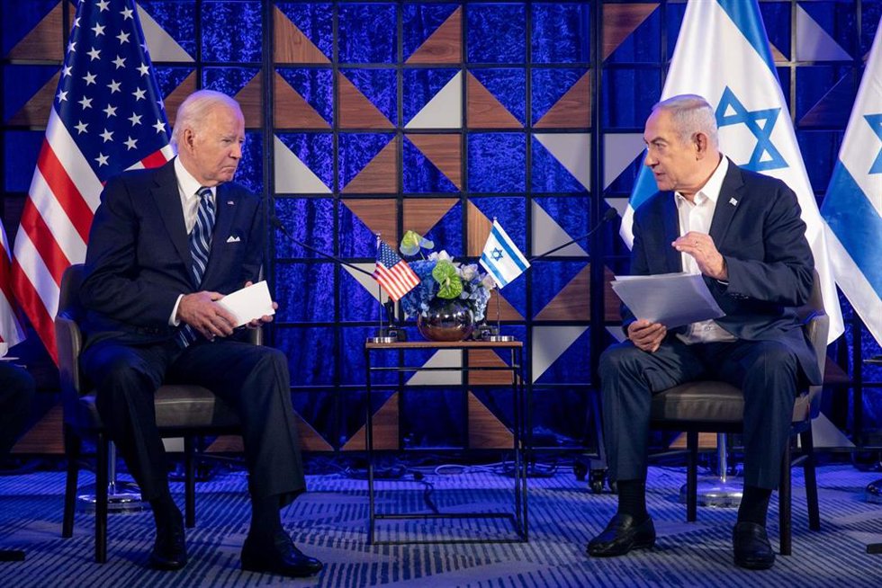 Imagen de archivo de una reunión entre el presidente de EEUU, Joe Biden (izquierda) y el primer ministro de Israel, Benjamin Netanyahu (derecha)