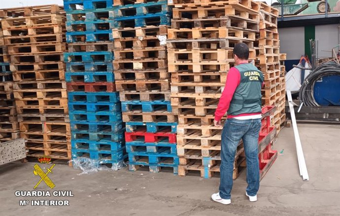 Imagen de palés recuperados.