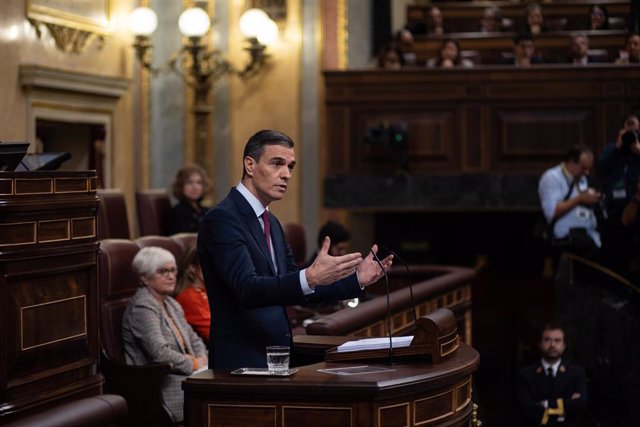 El presidente del Gobierno en funciones y candidato a la reelección, Pedro Sánchez, en el debate de investidura 