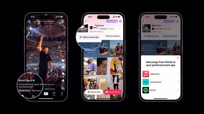 La nueva función 'Add to Music' de TikTok.