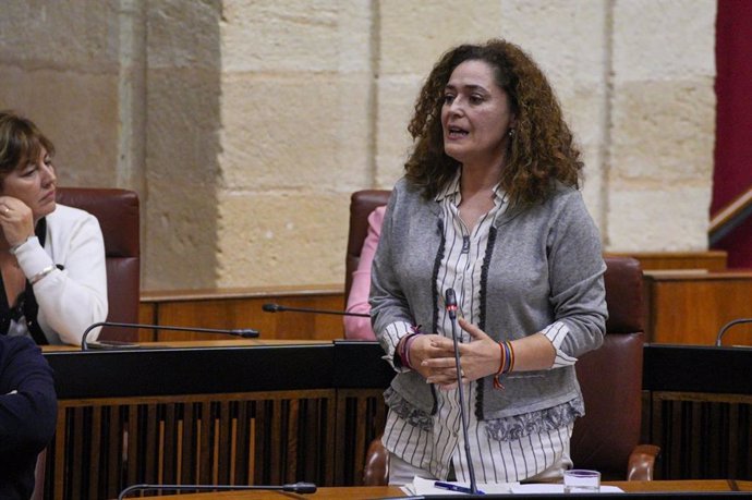 Inmaculada Nieto, portavoz de Por Andalucía, en la sesión del control al Gobierno andaluz en el Parlamento.