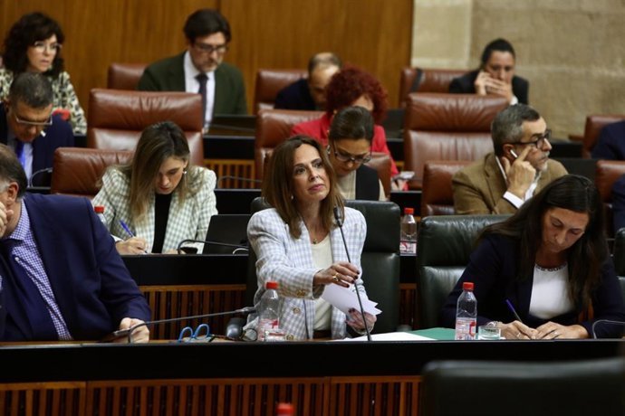 Rocío Díaz, en el centro en primer término en la imagen, en el Parlamento
